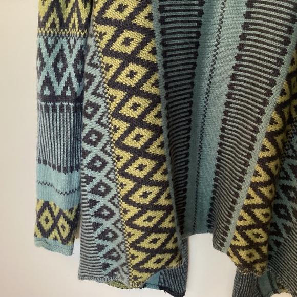 J.Jill Wool and Alpaca Blend Draped Jacquard Open Cardigan - Blue - LT - Picture 7 of 10